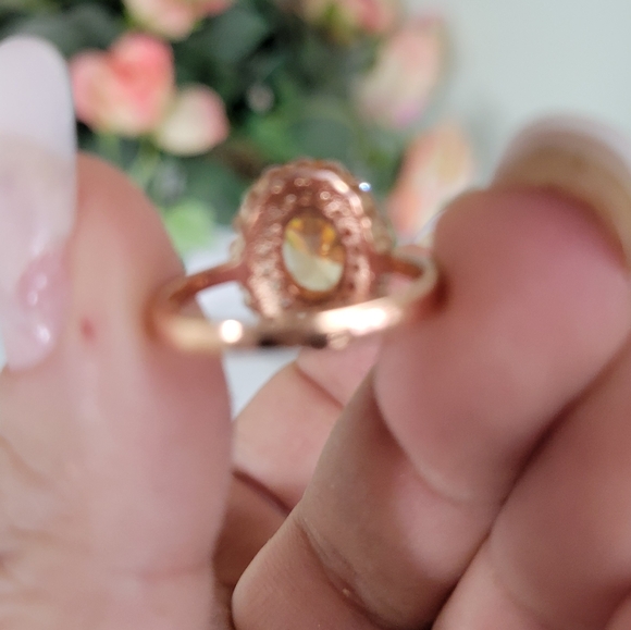 Sterling Silver Rose Gold Plated Halo Morganite Cocktail Ring 7 - Picture 8 of 10
